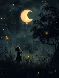 Dubbelt kort med kuvert - Ballongmåne (Fraktfritt)