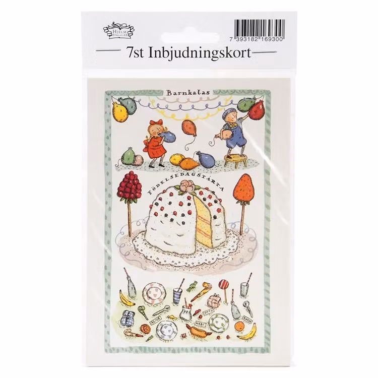 Inbjudningskort till barnkalas (7 förpackningen)