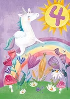 Dubbelt kort med kuvert - 4 år - Enhörningen (Fraktfritt)