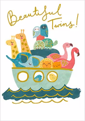 Dubbelt kort med kuvert - Beautiful Twins(Fraktfritt)