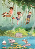 Enkelt Kort - Belle & Boo - Svinga dig i lianerna (Fraktfritt)