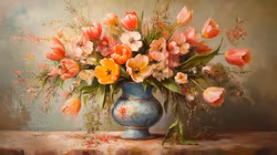 Dubbelt kort med kuvert - Eleganta blommor (Fraktfritt)