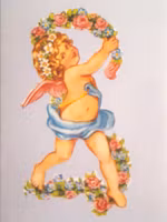 Litet kort med kuvert - Blomsterängel (Fraktfritt)