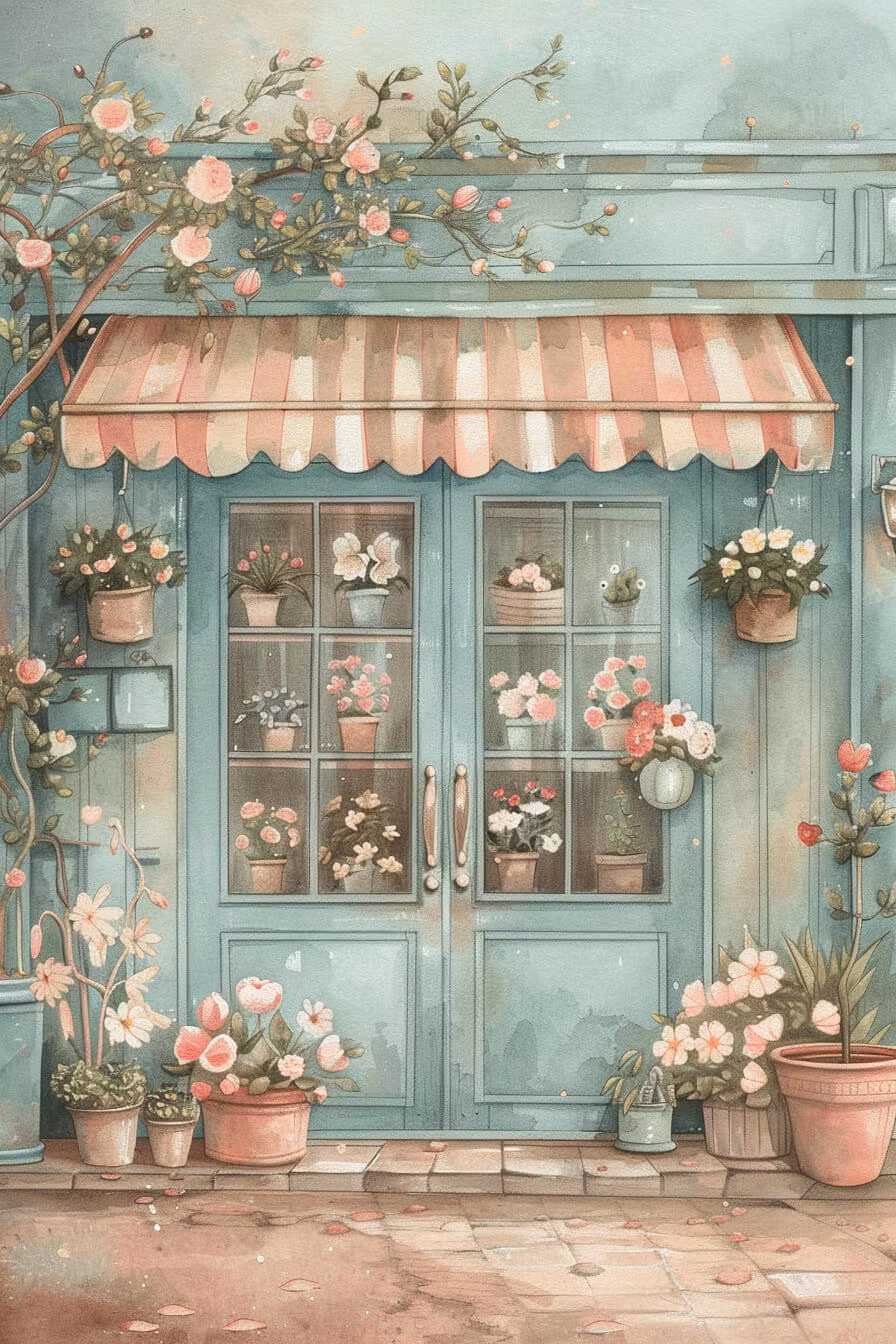 Dubbelt kort med kuvert - Blomsterbutiken (Fraktfritt)