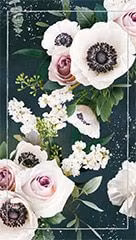 Dubbelt kort med kuvert - Blomster grön/vita toner (Fraktfritt)