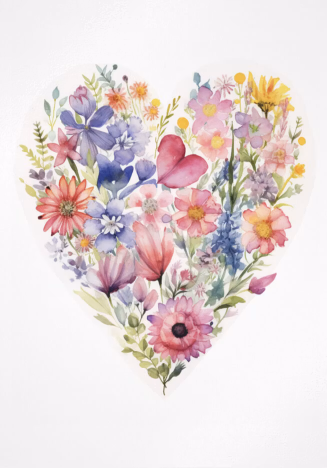 Enkelt Kort - Blomsterhjärtat (Fraktfritt)