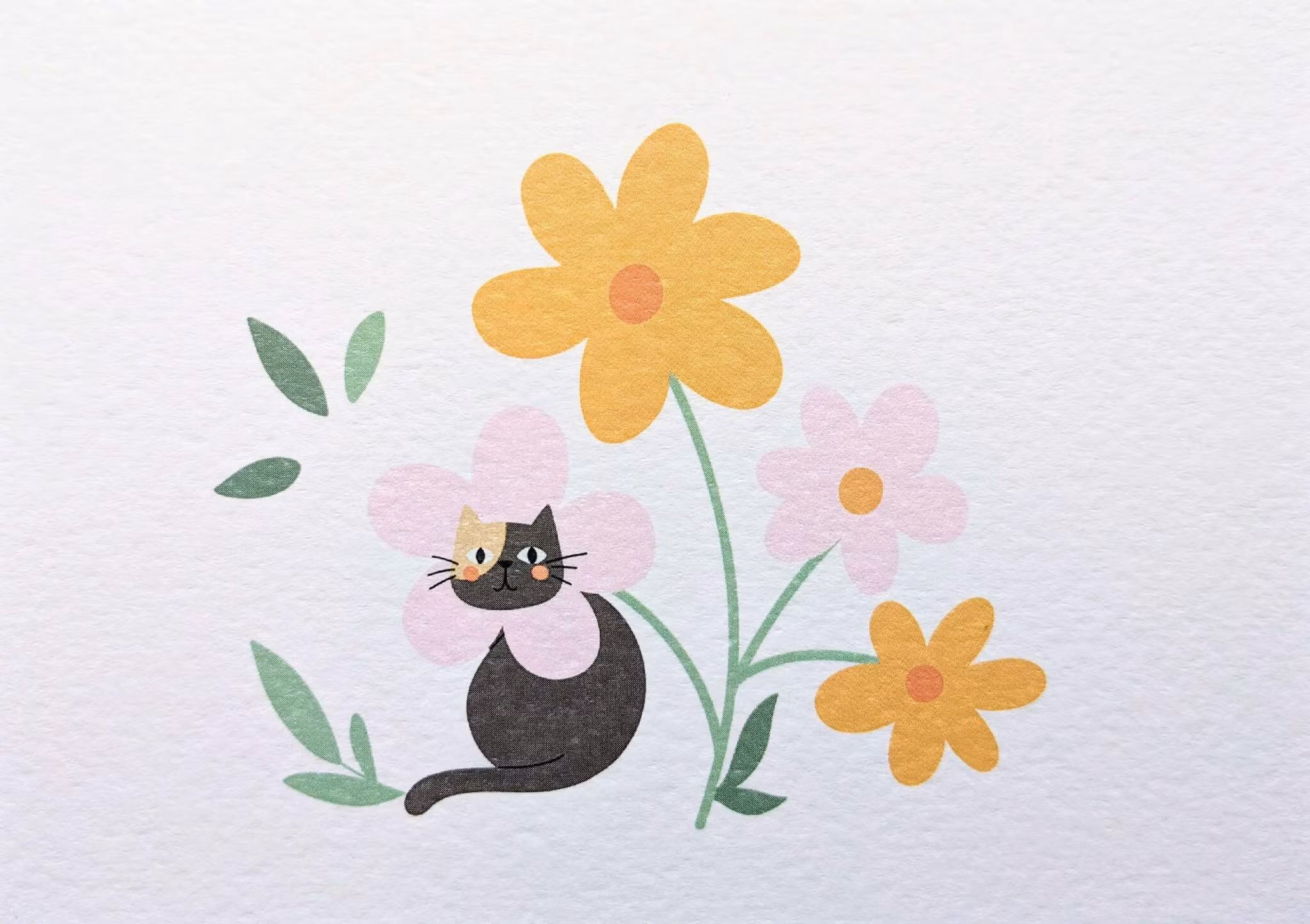 Enkelt Kort - Blomsterkatten (Fraktfritt)