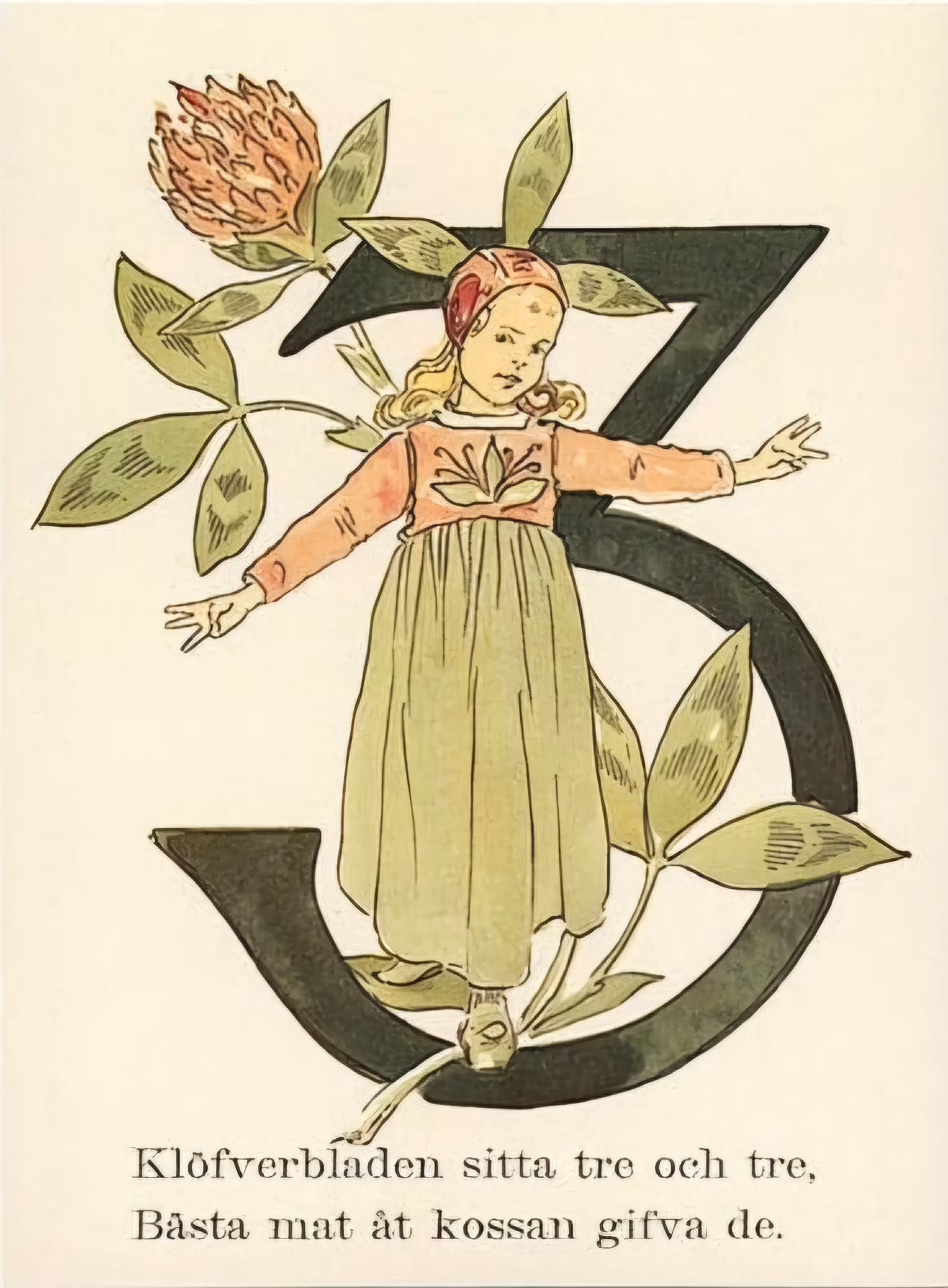 Enkelt kort - Blomstersiffran Tre (Fraktfritt)