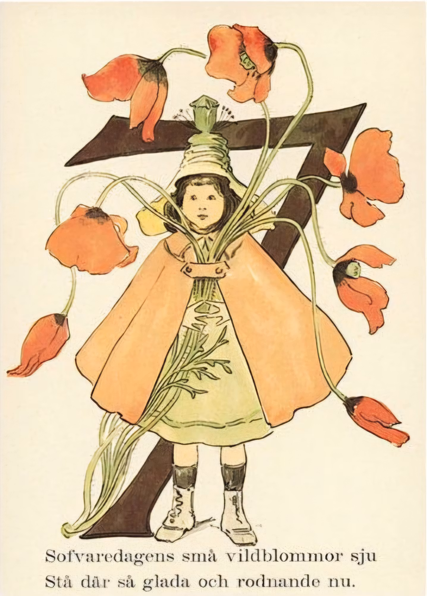 Enkelt kort - Blomstersiffran 7 (Fraktfritt)