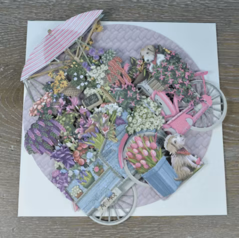 Magiskt, utvikbart gratulationskort - Blomstervagnen (Fraktfritt)