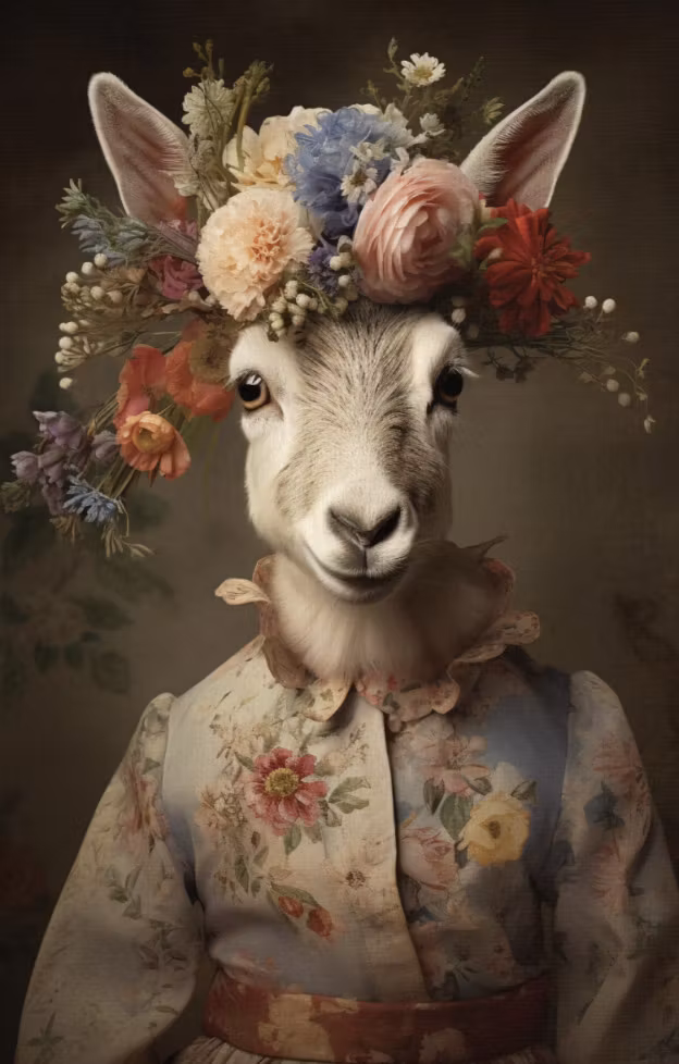 Dubbelt kort med kuvert - Blomstrande get (Fraktfritt)