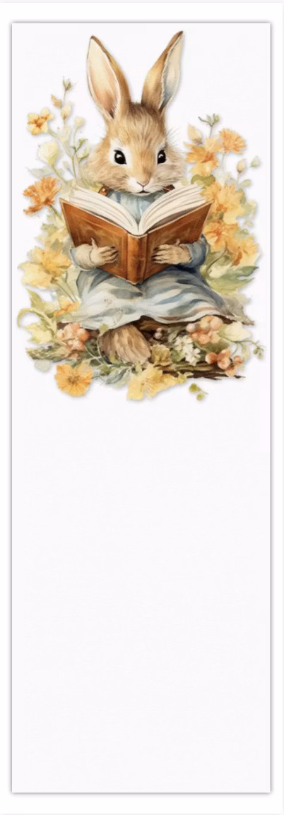 Bokmärke - Kanin bland gula blommor (Fraktfritt)