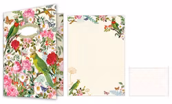 Skrivset med Brevpapper och Kuvert - Papegojor