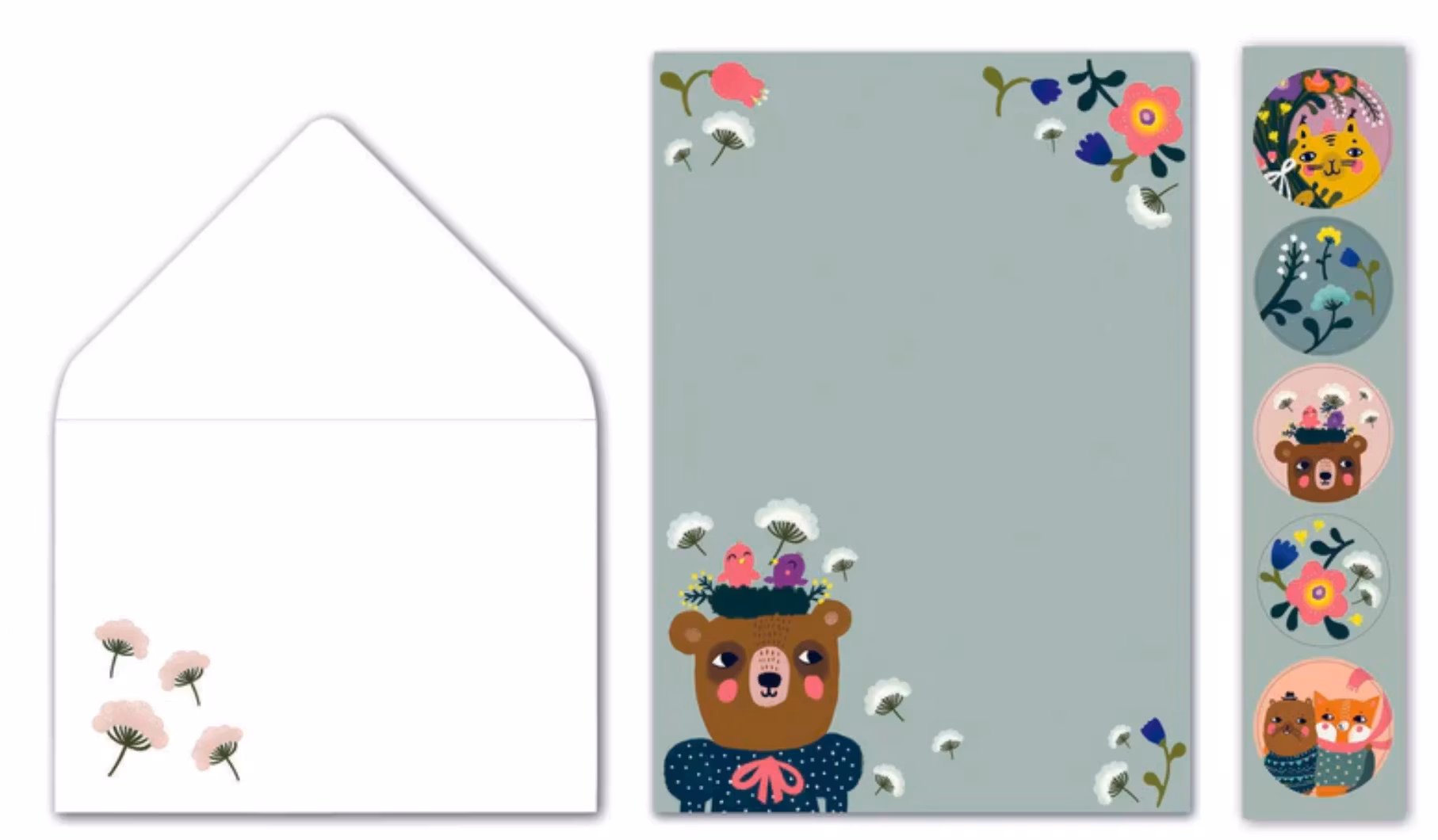 Skrivset med Brevpapper - Blommor i hatten