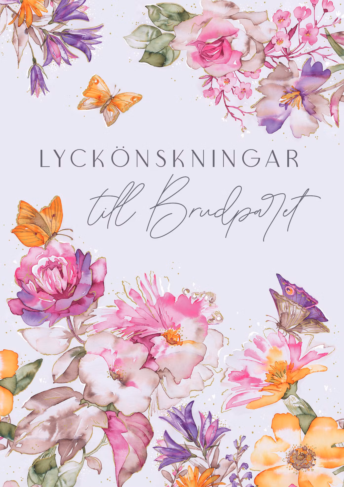 Dubbelt kort med kuvert -Bröllop, bröllopsblommor (Fraktfritt)