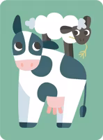 Dubbelt kort med kuvert - Kossan och lammet (Fraktfritt)