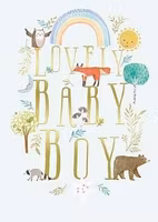 Dubbelt kort med kuvert - Lovely Baby Boy (Fraktfritt)
