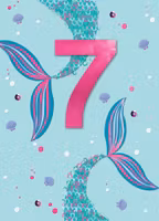 Dubbelt kort med kuvert - 7 år - Sjöjungfrun(Fraktfritt)