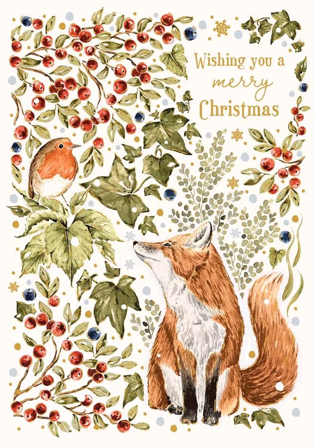 Julkort med kuvert - Räven och fågeln (Fraktfritt)