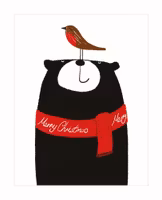 Dubbelt julkort med kuvert - Björnen och fågeln (Fraktfritt)