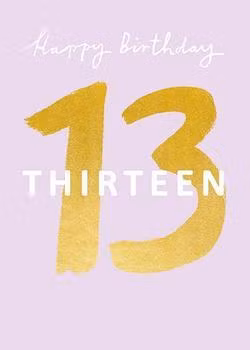 Dubbelt kort med kuvert - 13 år - Thirteen Purple (Fraktfritt)