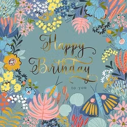 Dubbelt kort med kuvert - Blommor och grattis (Fraktfritt)