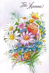 Utvikbart, dubbelt kort med kuvert - Blomsterbukett till mor (Fraktfritt)
