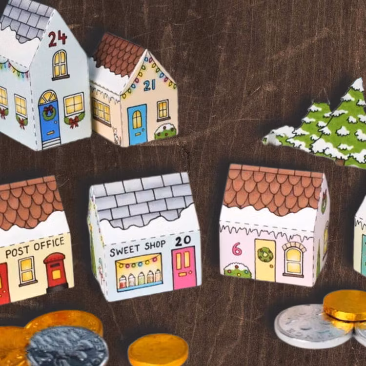 Adventskalender Vinterbyn - vika ihop hus