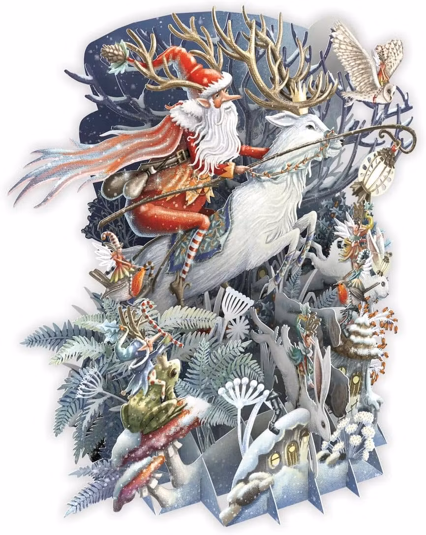 Magiskt, utvikbart julkort  - Den ridande tomten (Fraktfritt)