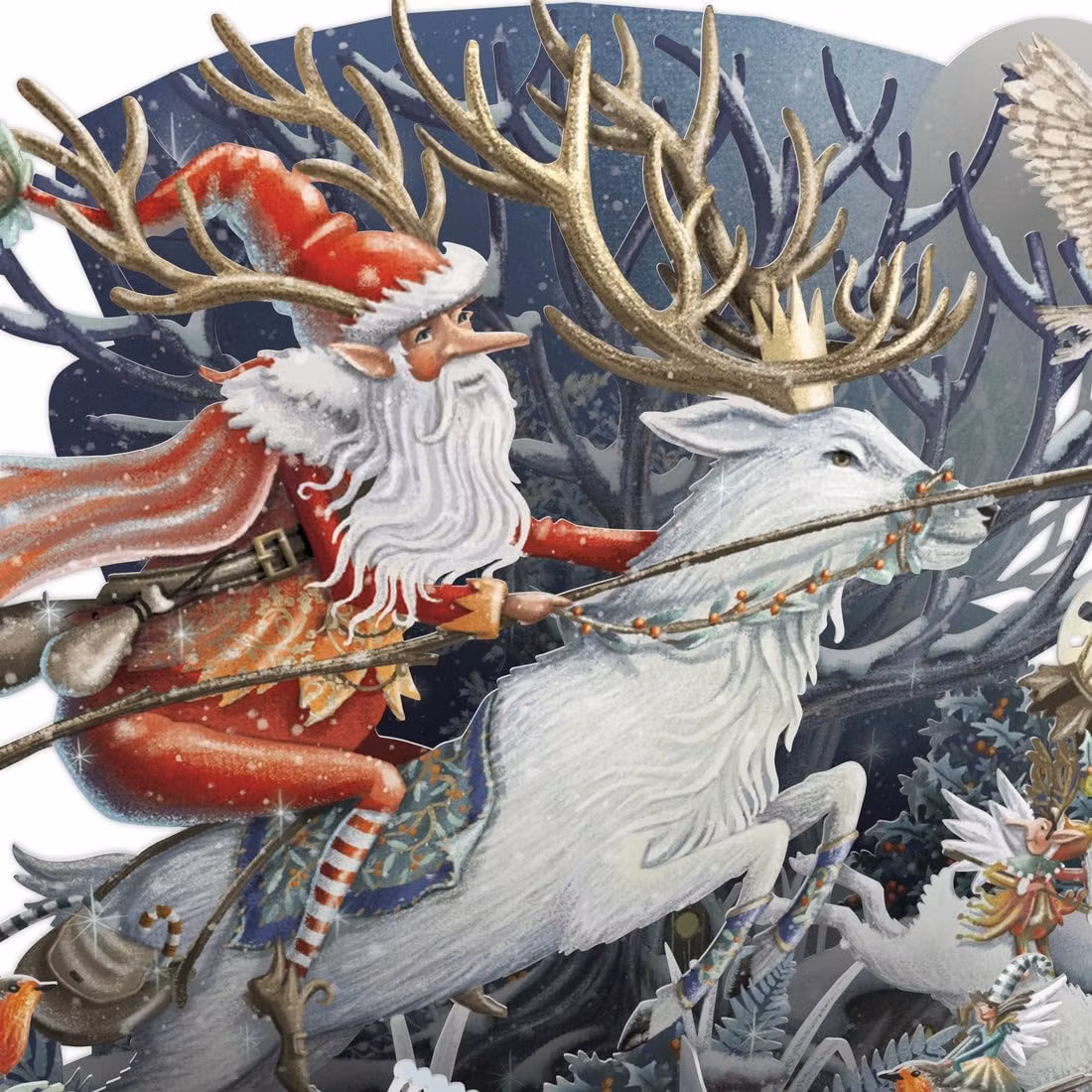 Magiskt, utvikbart julkort  - Den ridande tomten (Fraktfritt)