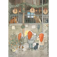 Enkelt julkort - Barnen och hästarna (Fraktfritt)