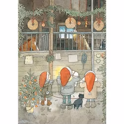 Enkelt julkort - Barnen och hästarna (Fraktfritt)