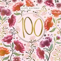 Dubbelt kort med kuvert - 100 år - Blommor (Fraktfritt)