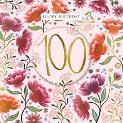 Dubbelt kort med kuvert - 100 år - Blommor (Fraktfritt)