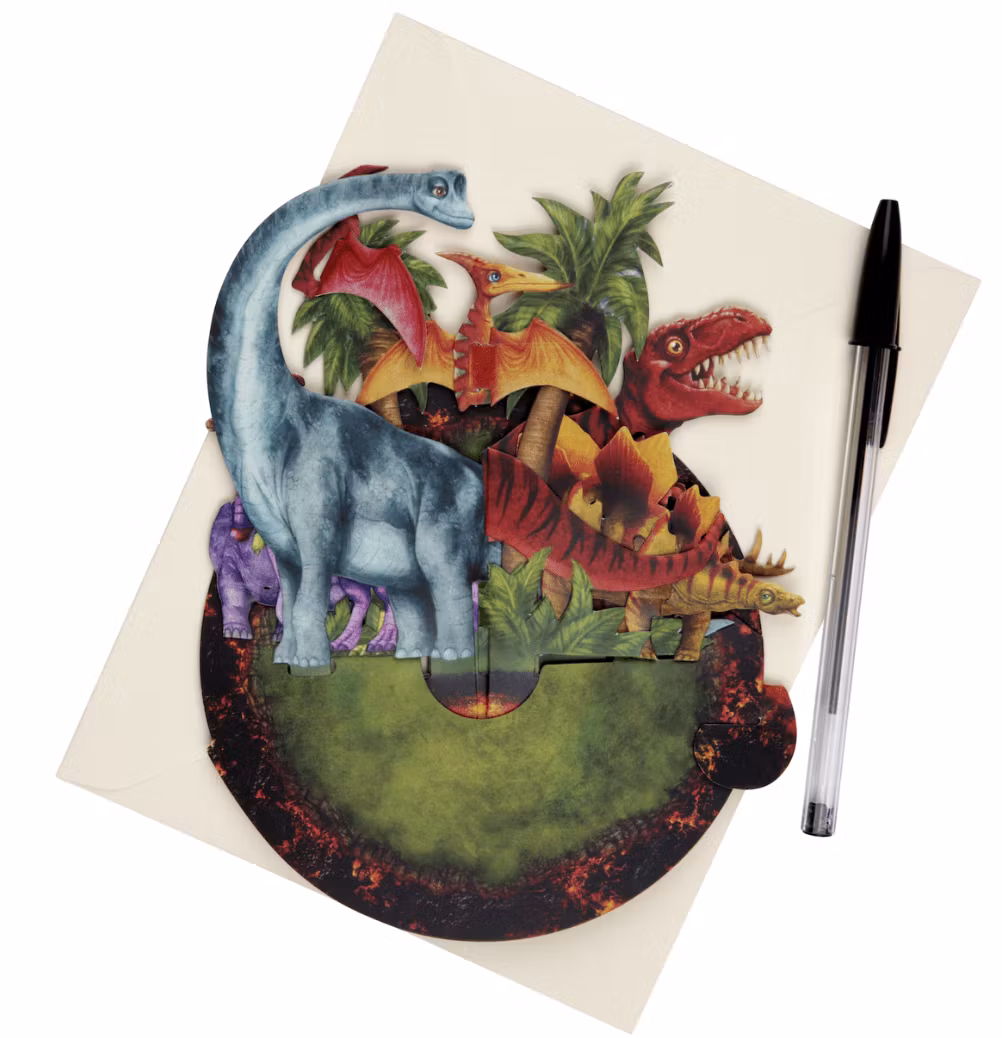 Magiskt gratulationskort  - Snurrande Dinosauriegrattis (Fraktfritt)