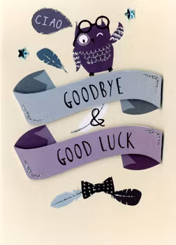 Dubbelt kort med kuvert - Lycka till och adjö (Fraktfritt)