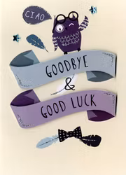 Dubbelt kort med kuvert - Adjö och Lycka till (Fraktfritt)