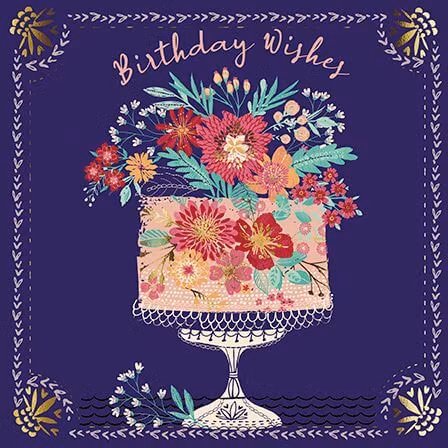 Dubbelt kort - Blommig födelsedagstårta (Fraktfritt)