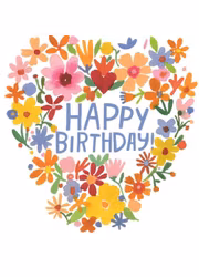 Dubbelt kort med kuvert - Blomsterhjärta (Fraktfritt)