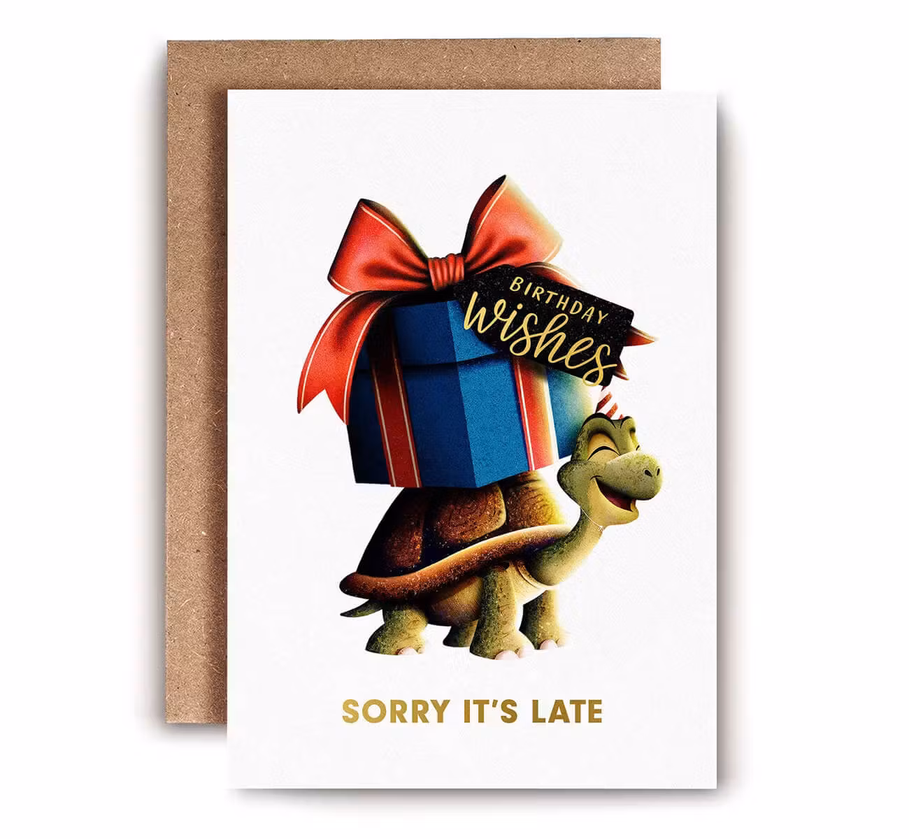 Dubbelt kort med kuvert - Försenade sköldpaddan (Fraktfritt)