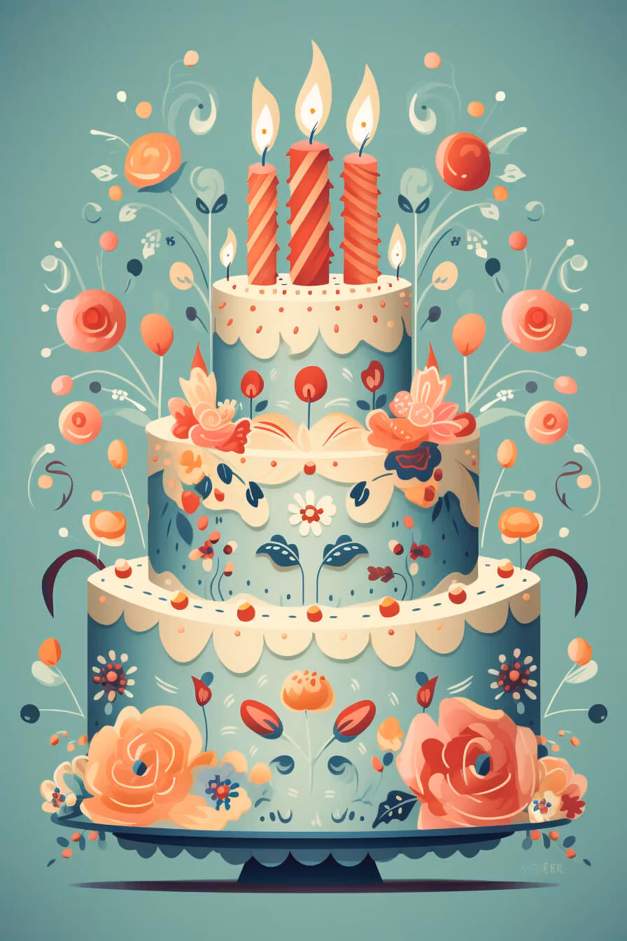 Dubbelt kort med kuvert - Retrotårta (Fraktfritt)