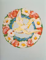 Litet kort med kuvert - Duvan i blomsterkrans (Fraktfritt)