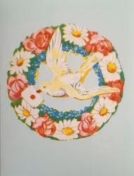 Litet kort med kuvert - Duvan i blomsterkrans (Fraktfritt)