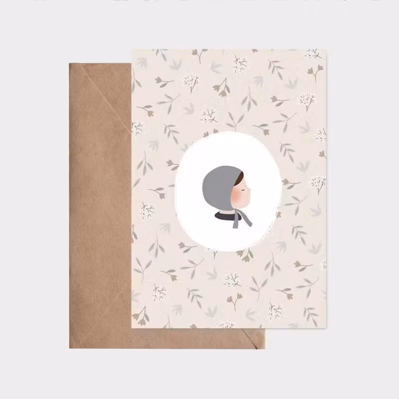 Enkelt kort med kuvert -  Duvblå hätta (Fraktfritt)