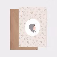 Enkelt kort med kuvert -  Duvblå hätta (Fraktfritt)