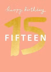 Dubbelt kort med kuvert - 15 år - Guldorange (Fraktfritt)