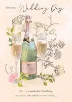 Dubbelt kort med kuvert - Champagne till bröllop (Fraktfritt)