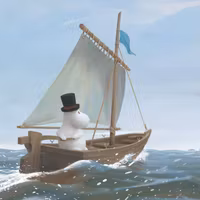 Dubbelt kort med kuvert - Muminpappan och havet (Fraktfritt)