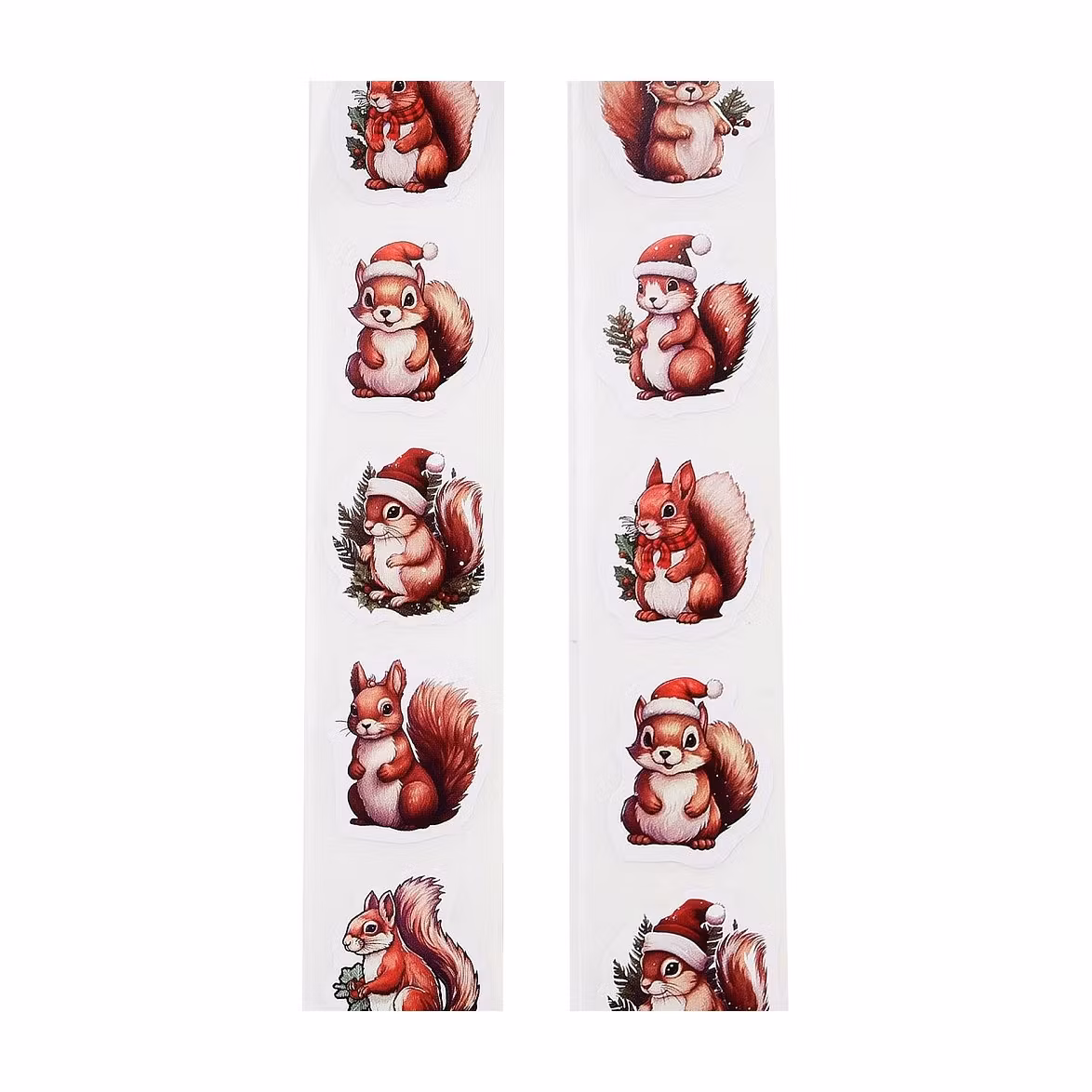 Figurklippta klistermärken med julekorrar (16 stycken)