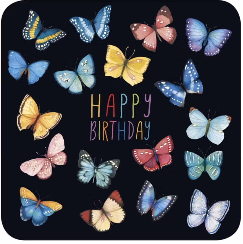 Enkelt kort - Grattis med fjärilar (Fraktfritt)